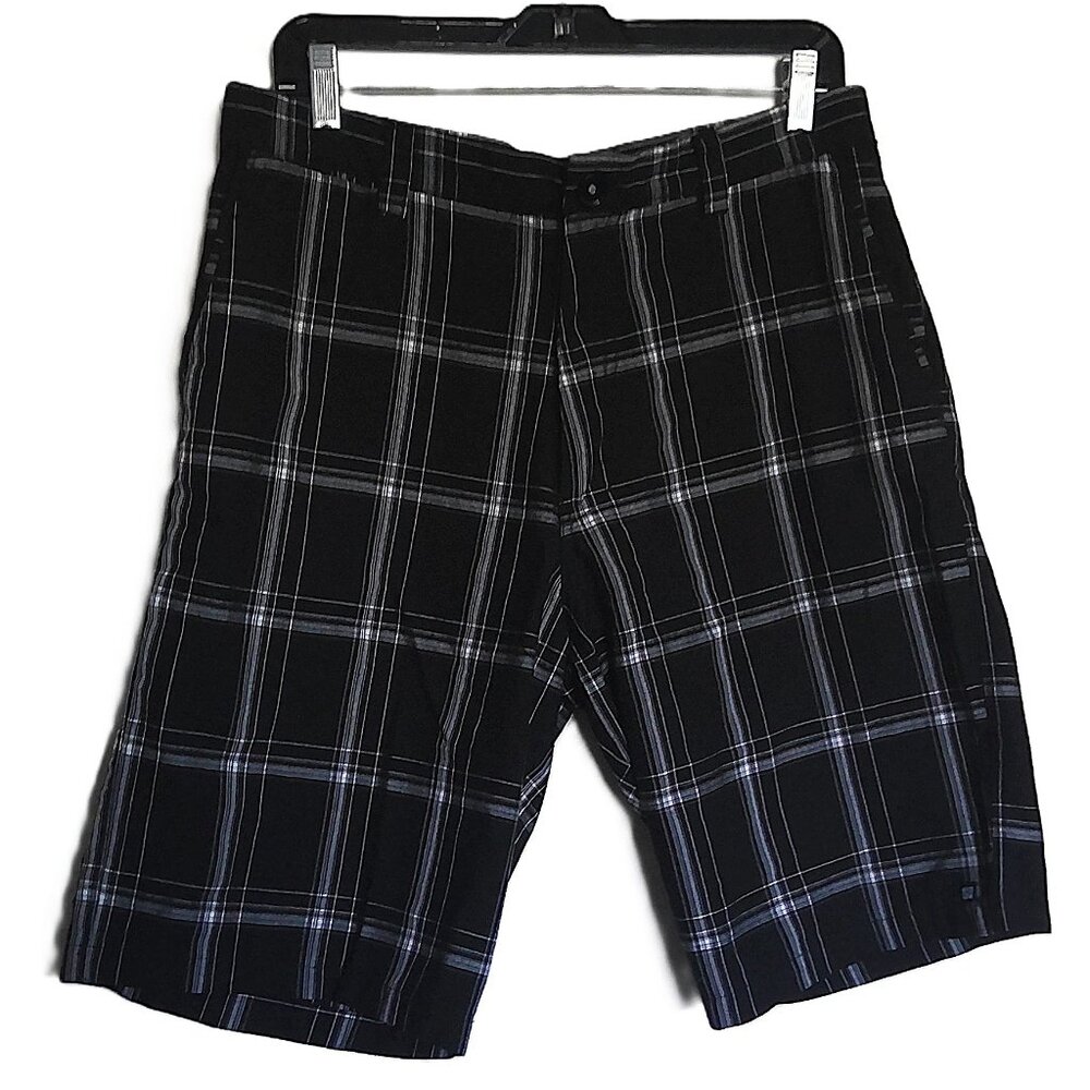 Ocean Current Men's Bermuda Shorts Black & White Plaid W/ Pockets EUC Sz 34